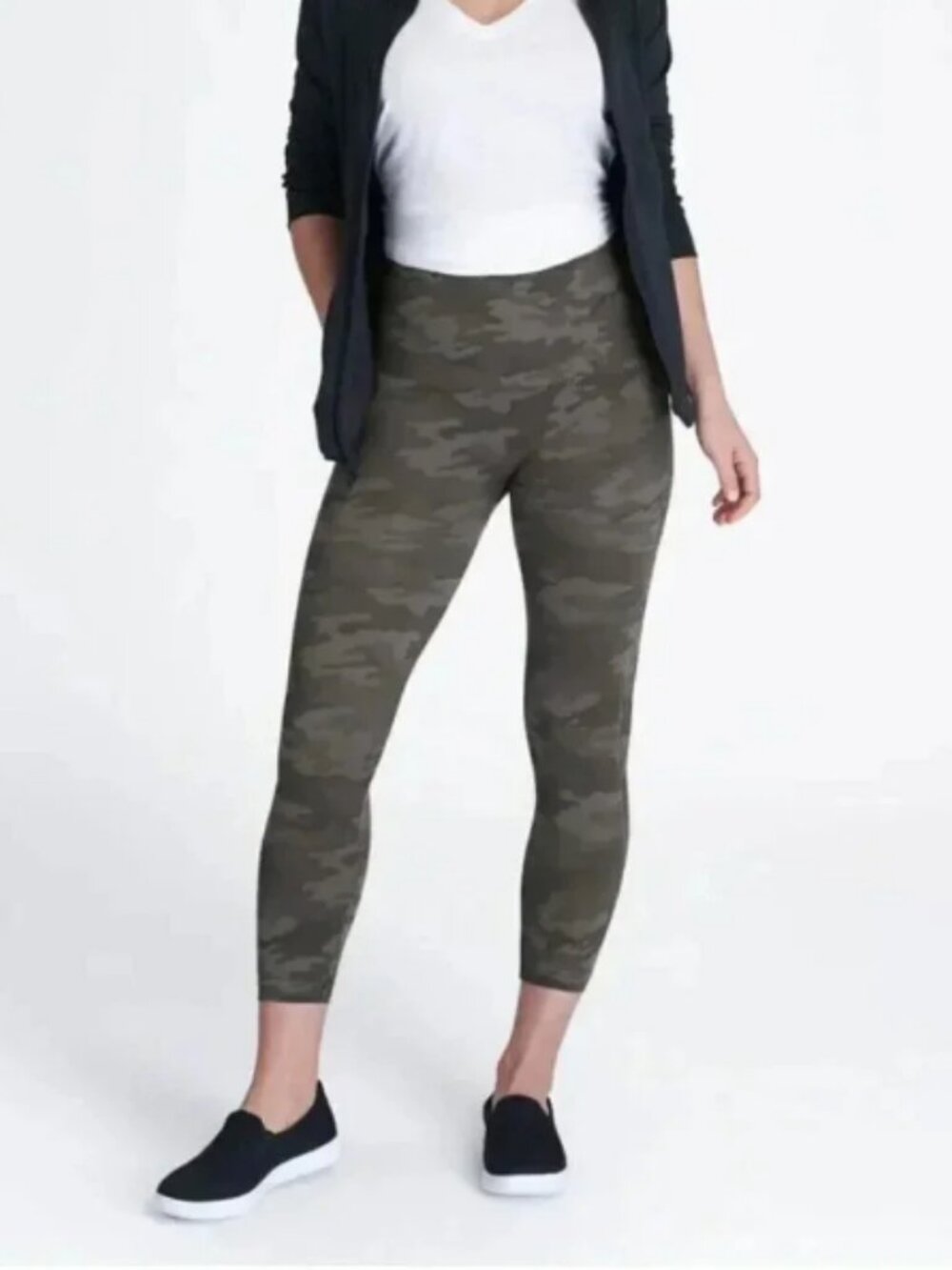 Spanx Green/Tan Camouflage Capri Leggings Size M #2725